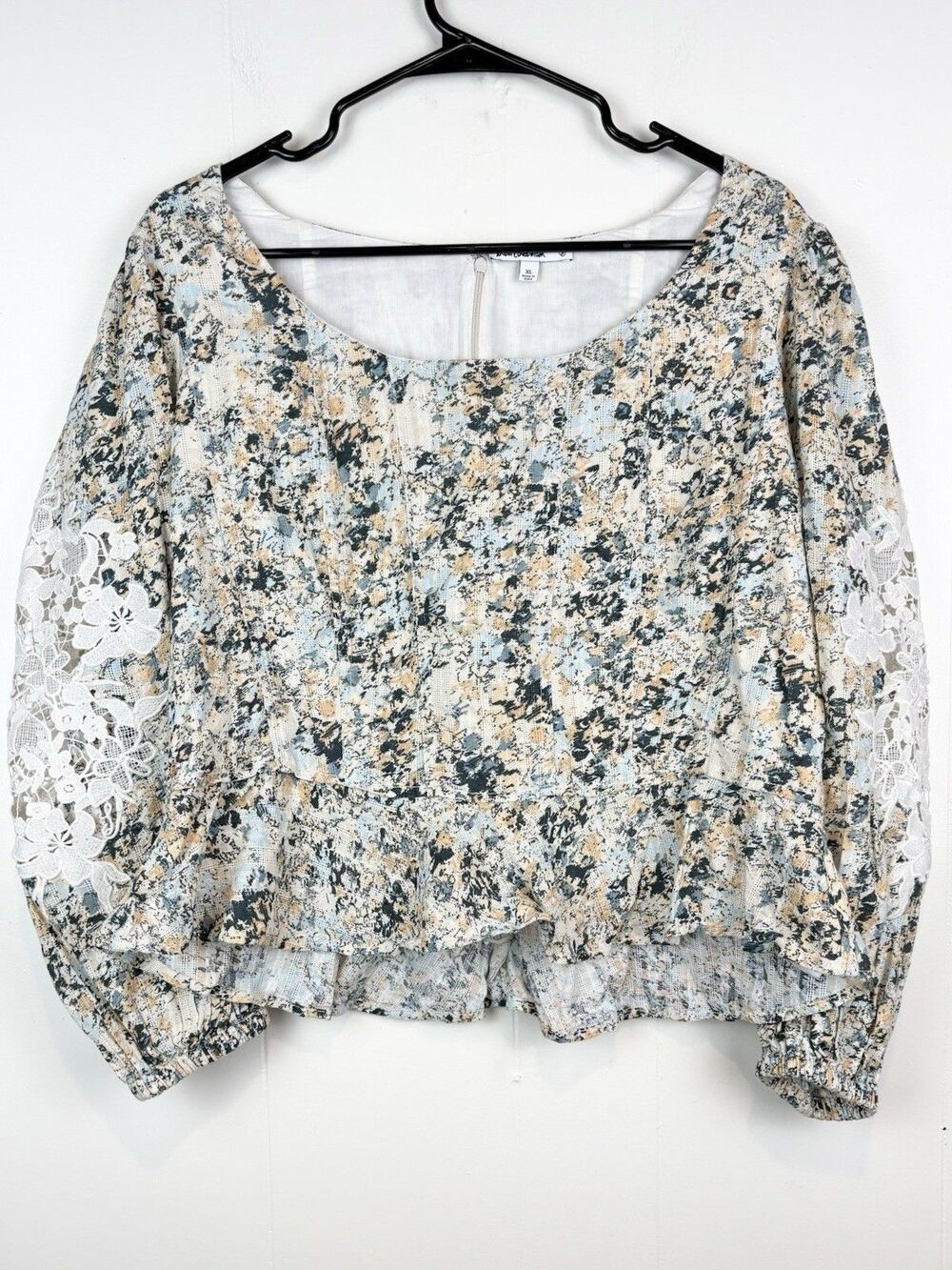 Sam Edelman Blouse Top Boho Embroidered Floral Artsy Western Peplum Office  XL